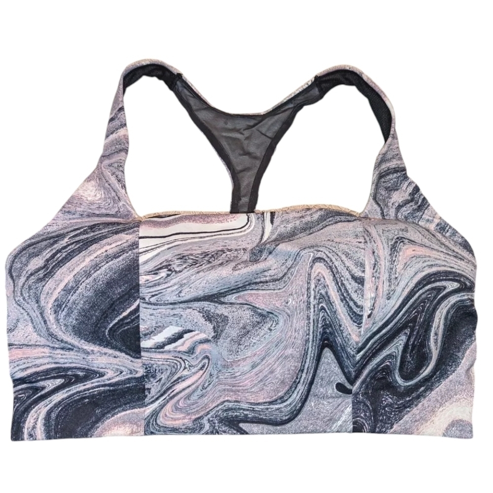 Victoria's Secret sz 38 DDD gray pink marbled wireless sports bra WL15